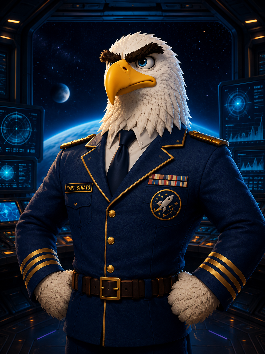 Captain Strato standing in mission control